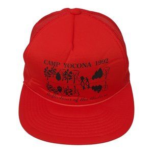 Vintage Camp Yocona 1992 Mesh OSFM Snapback Cap Trucker Foam Baseball Hat Red